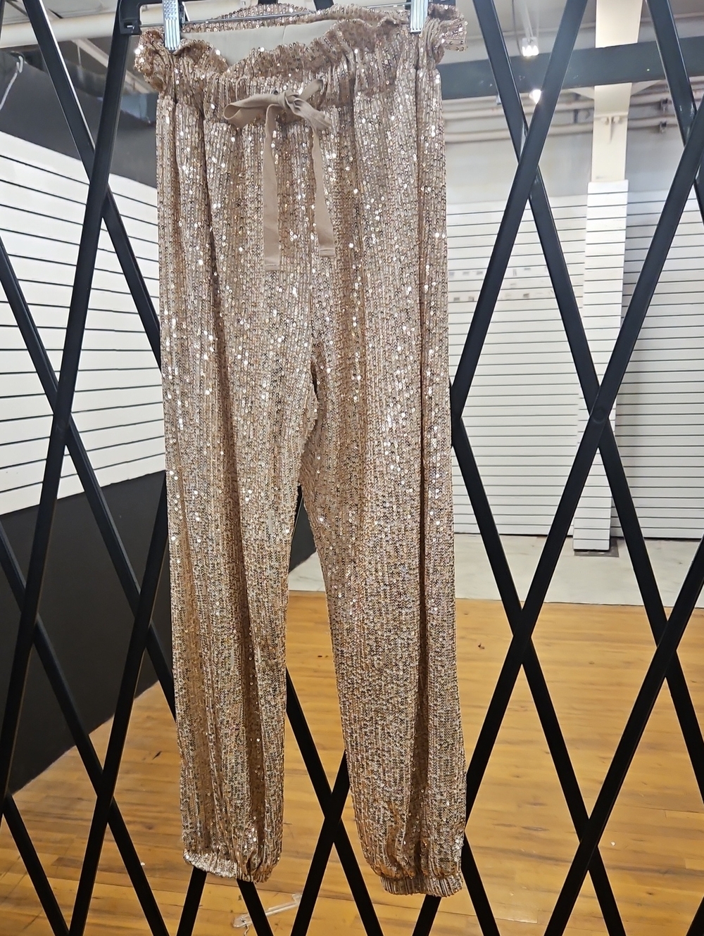 Source Unknown Champagne Sequin Jogger Pants